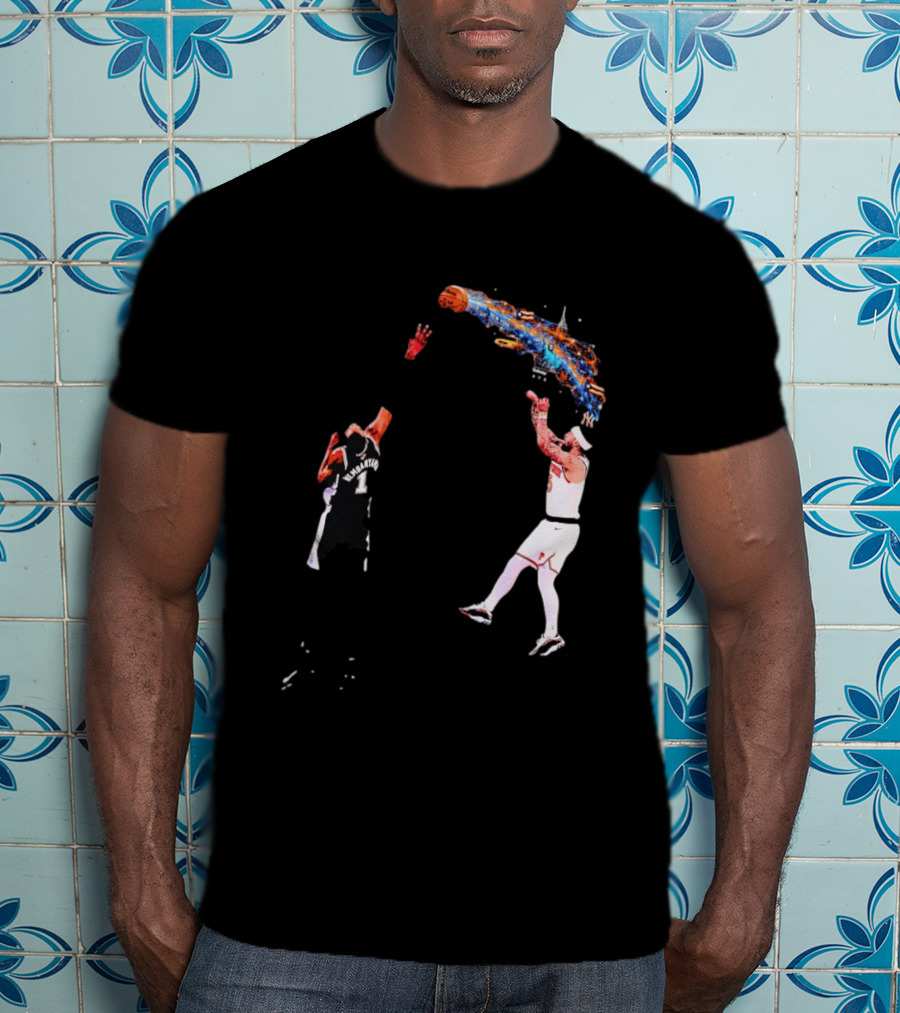 Wembanyama Vs New York Basketball Player Dynamic Showdown T-Shirt
