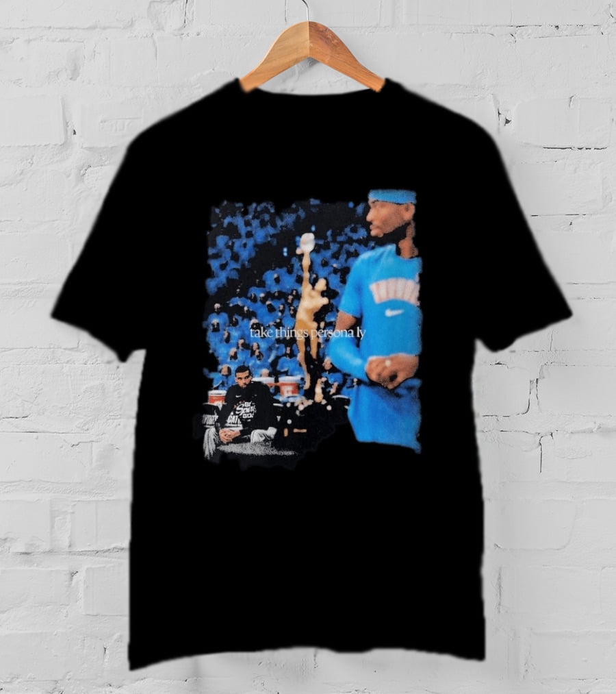 Shai Gilgeous Alexander Take Things Personally Blue Outfit And Black T-Shirt