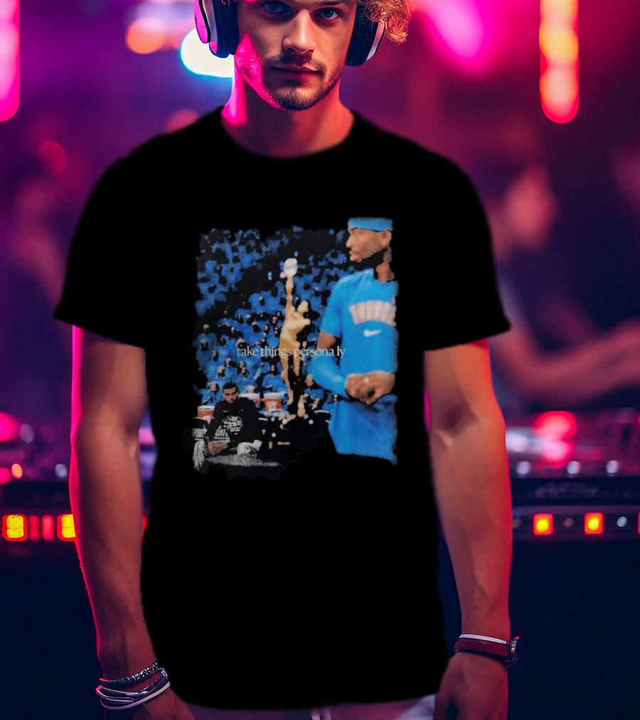 Shai Gilgeous Alexander Take Things Personally Blue Outfit And Black T-Shirt