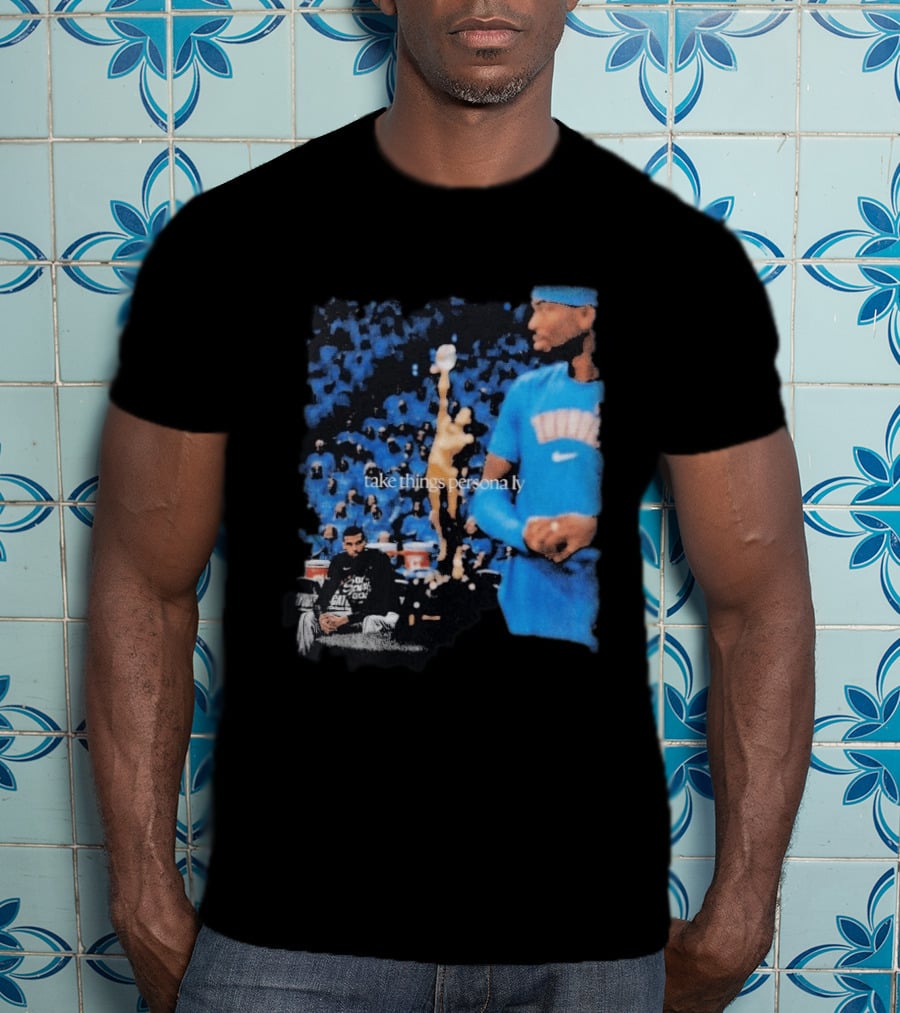 Shai Gilgeous Alexander Take Things Personally Blue Outfit And Black T-Shirt