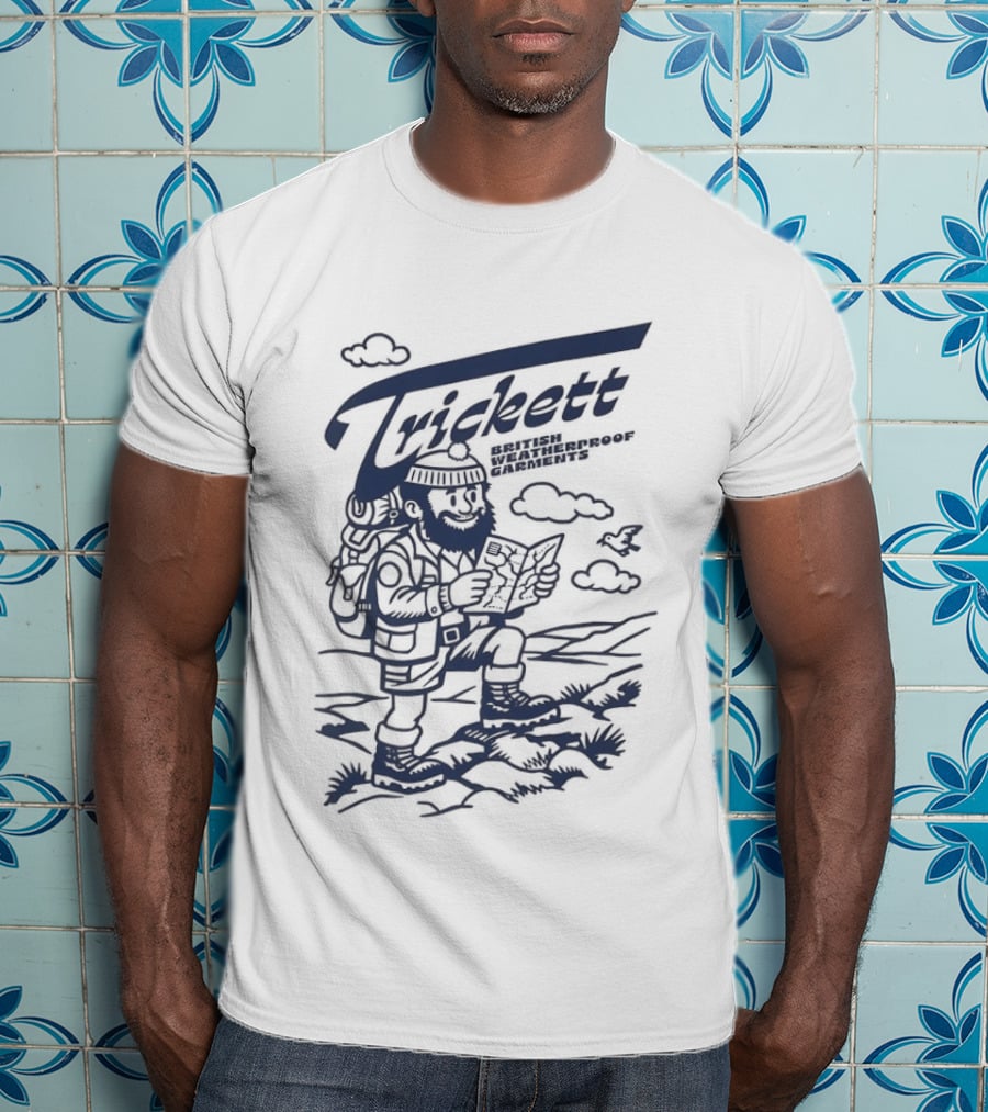 Trickett Hiker In British Landscape With Weatherproof Gear T-Shirt