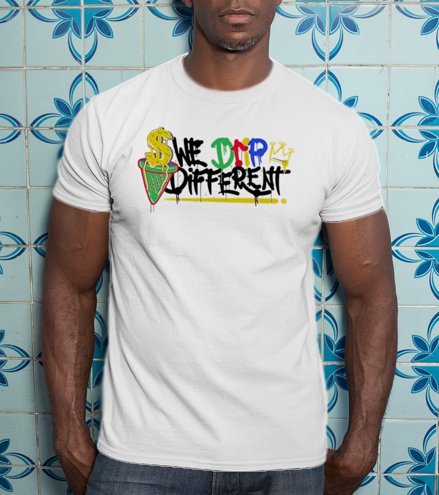 We Drip Different Ice Cream Cone Graffiti Art With Dollar Symbol And Crown T-Shirt