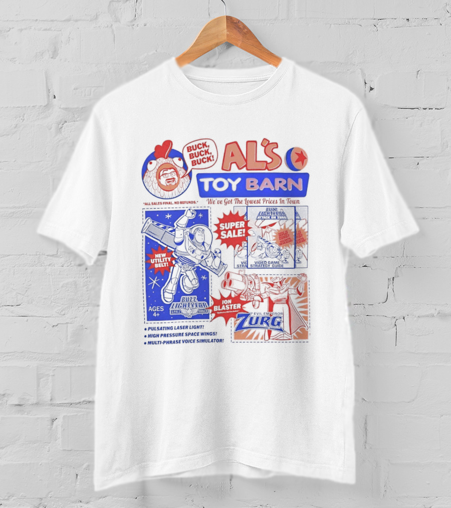 Al's Toy Barn Buzz Lightyear New Utility Belt Emperor Zurg Super Sale T-Shirt