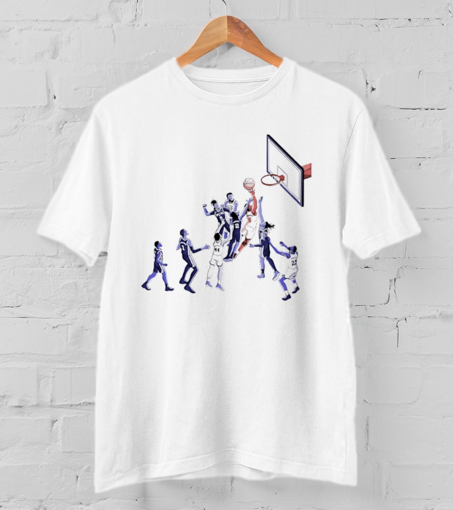 Basketball Action Scene Featuring Players In Jersey Numbers 5 22 2 8 44 And 25 T-Shirt