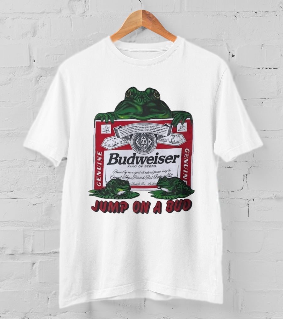 Budweiser Genuine King Of Beers Frogs Jump On A Bud T-Shirt