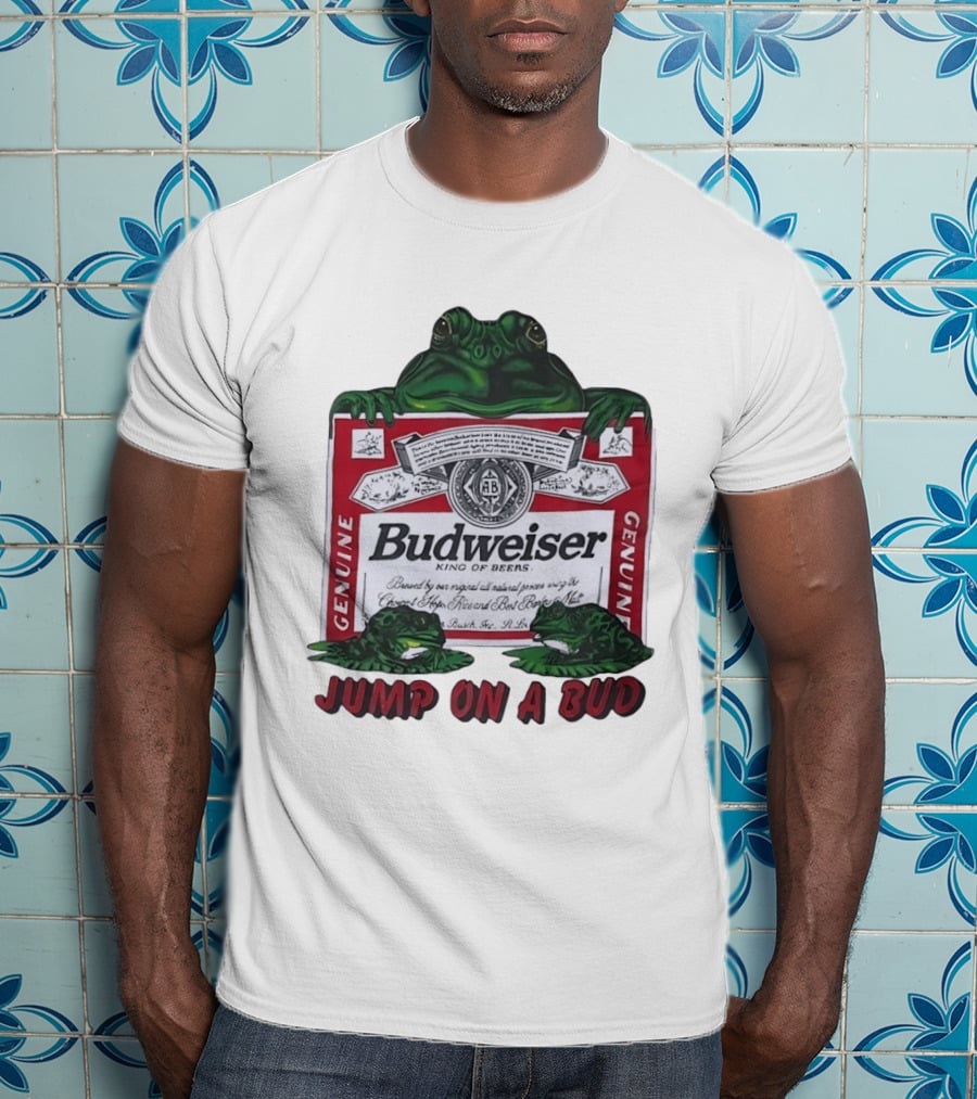 Budweiser Genuine King Of Beers Frogs Jump On A Bud T-Shirt