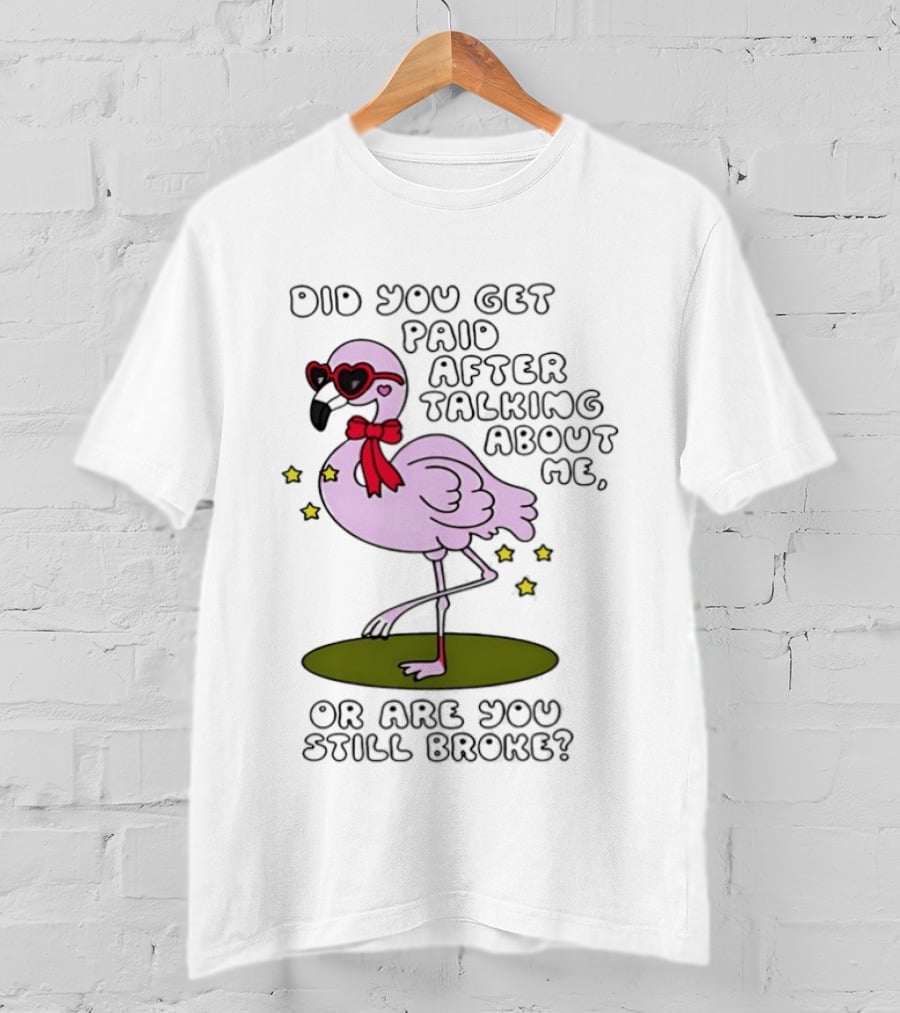 Did You Get Paid After Talking About Me Flamingo Are You Still Broke T-Shirt