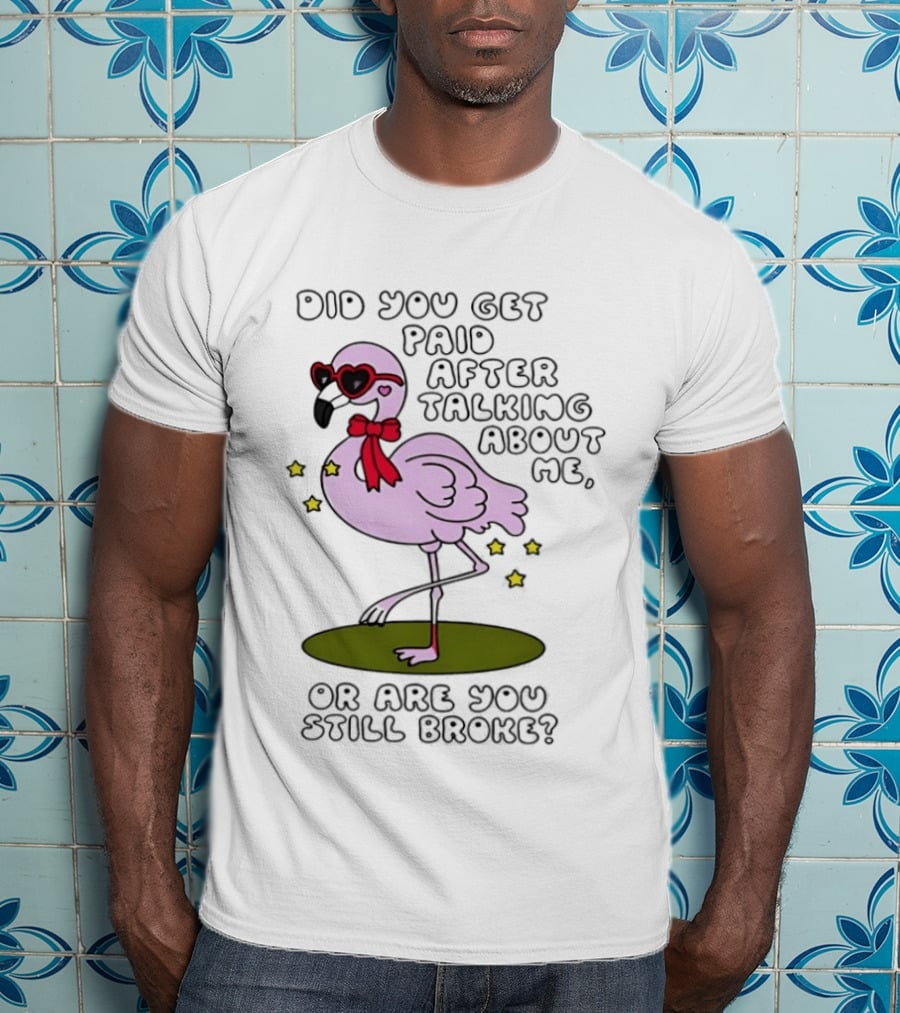 Did You Get Paid After Talking About Me Flamingo Are You Still Broke T-Shirt