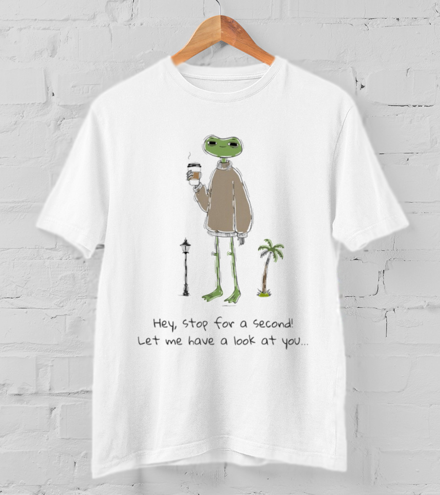 Hey Stop For A Second Frog Let Me Have A Look At You Coffee Palm Tree T-Shirt