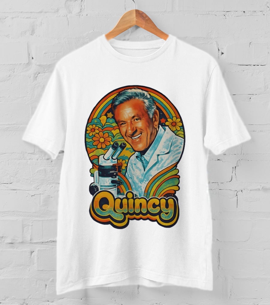 Quincy Scientist Jack Klugman Vintage Retro Flowers And Microscopes T-Shirt