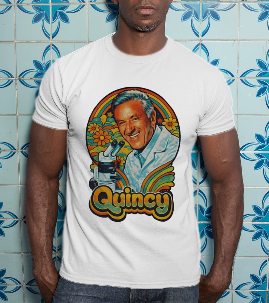 Quincy Scientist Jack Klugman Vintage Retro Flowers And Microscopes T-Shirt