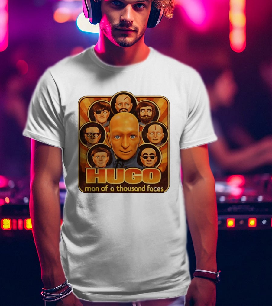 Hugo Man Of A Thousand Faces Ventriloquist Dummy Mask Collection T-Shirt