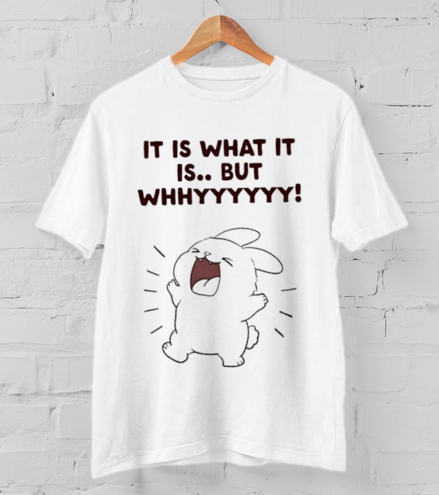 It Is What It Is But Whyyyyyy Bunny Crying Cartoon T-Shirt