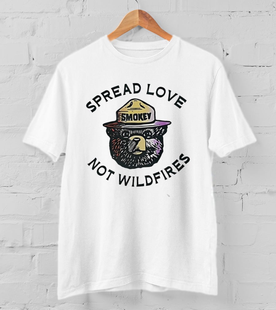 Smokey Bear Spread Love Not Wildfires Forest Fire Prevention Campaign T-Shirt
