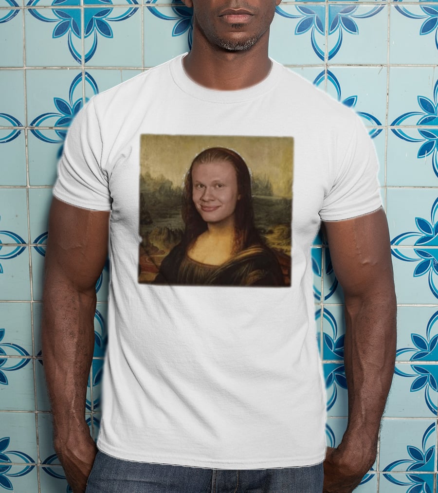 Mona Lisa Erling Haaland Meme Face Fusion T-Shirt
