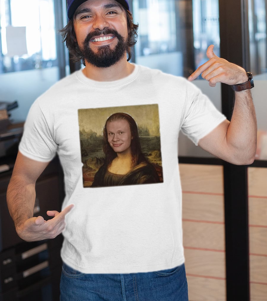 Mona Lisa Erling Haaland Meme Face Fusion T-Shirt