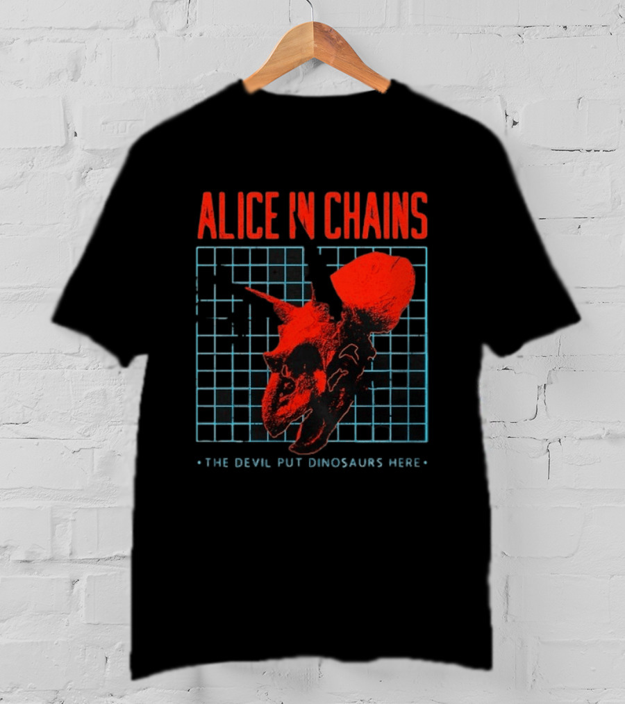 Alice In Chains The Devil Put Dinosaurs Here Red Skeleton Grid T-Shirt