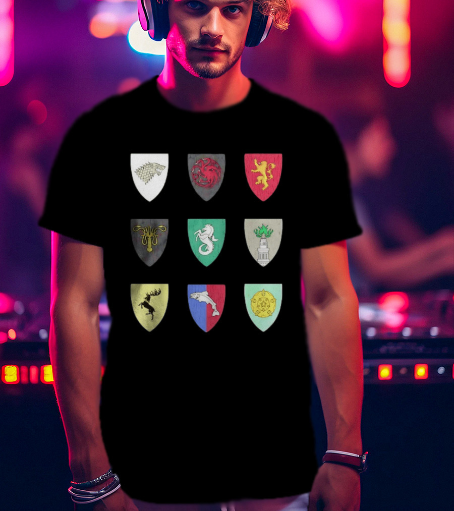 Game Of Thrones Westeros House Sigils Stark Targaryen Lannister Greyjoy Tully Baratheon بأأ** T-Shirt