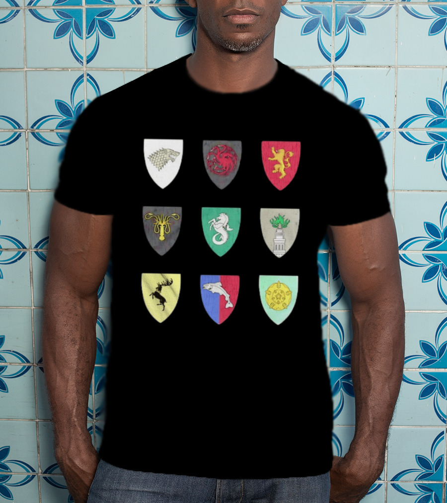 Game Of Thrones Westeros House Sigils Stark Targaryen Lannister Greyjoy Tully Baratheon بأأ** T-Shirt