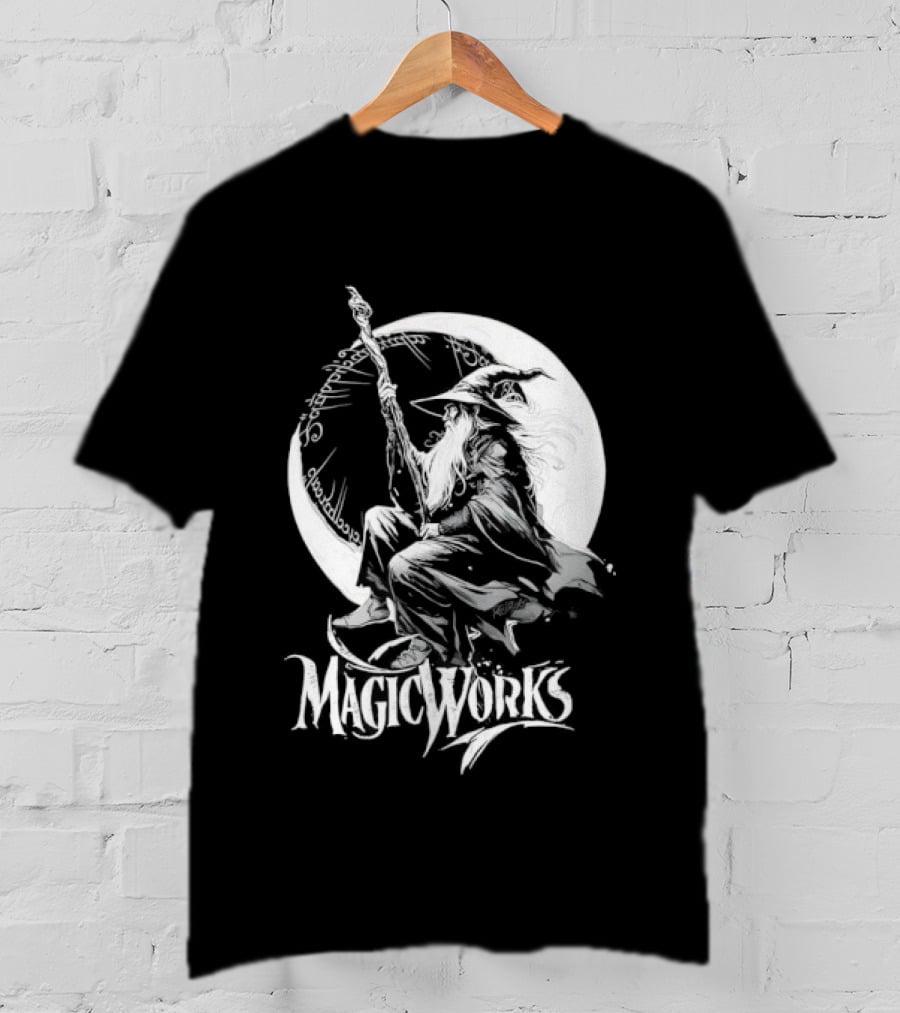 Gandalf Magic Works Lord Of The Rings Wizard Silhouette Moon T-Shirt