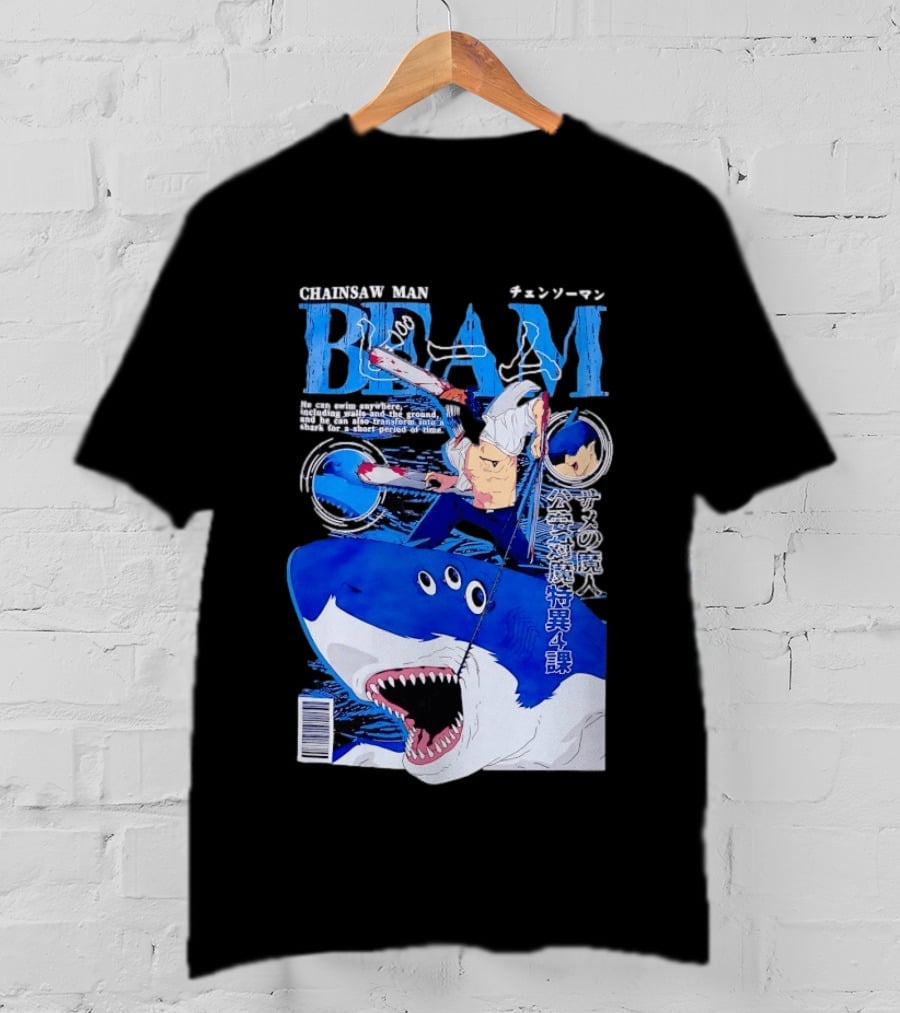 Chainsaw Man Beam Shark Transformation Japanese Manga Cover T-Shirt