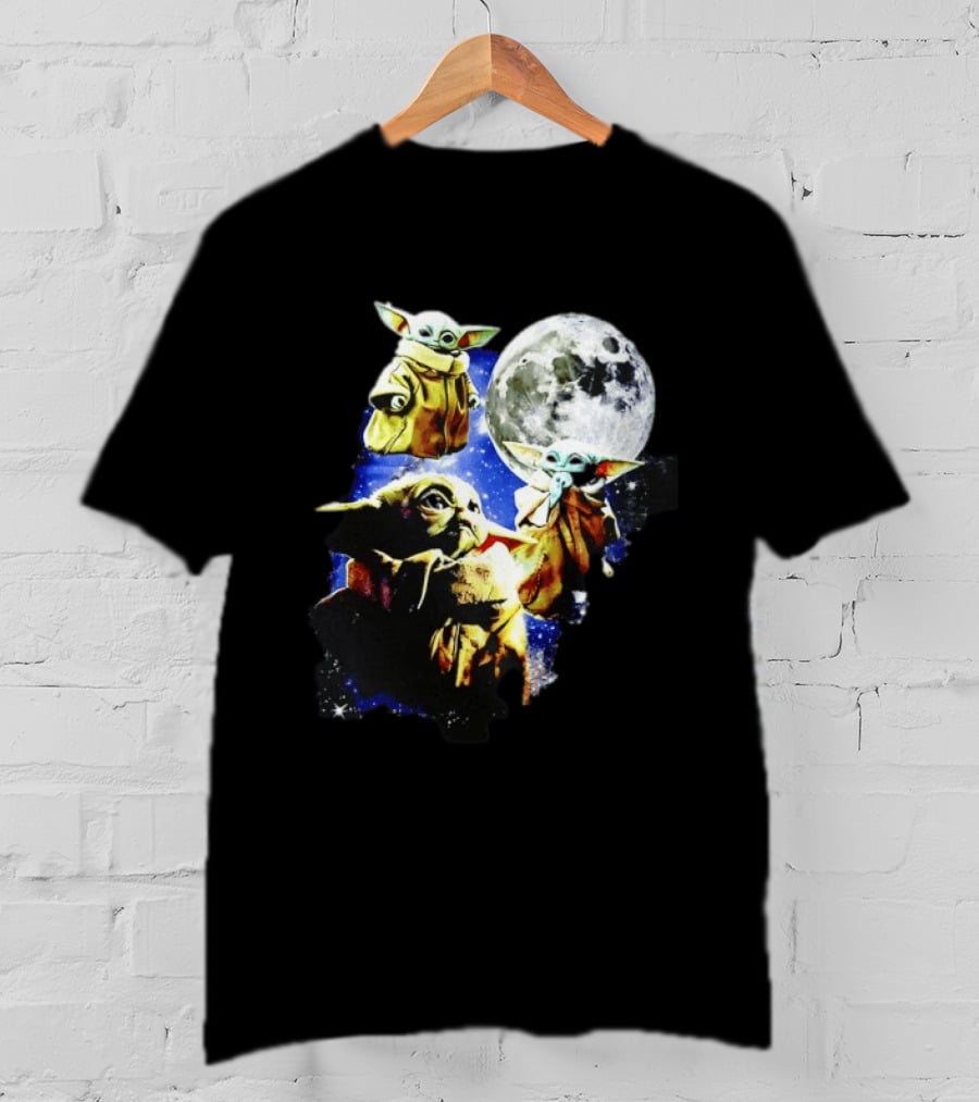 Grogu Star Wars The Mandalorian Baby Yoda Three Wolves Moon T-Shirt