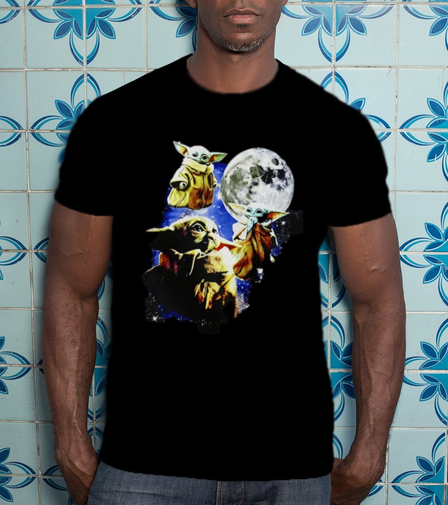 Grogu Star Wars The Mandalorian Baby Yoda Three Wolves Moon T-Shirt
