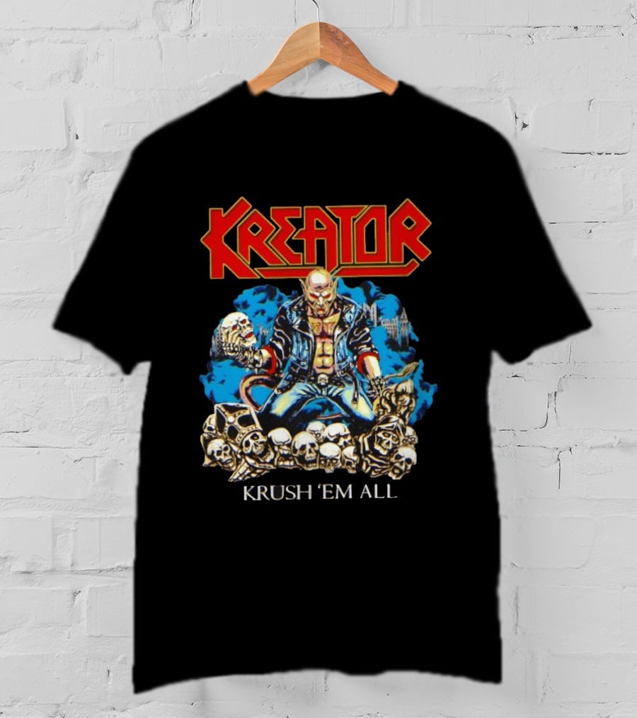 Kreator Krush 'Em All Thrash Metal Skulls And Warrior T-Shirt