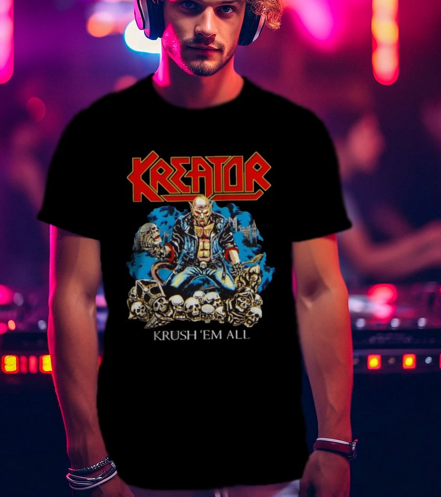 Kreator Krush 'Em All Thrash Metal Skulls And Warrior T-Shirt