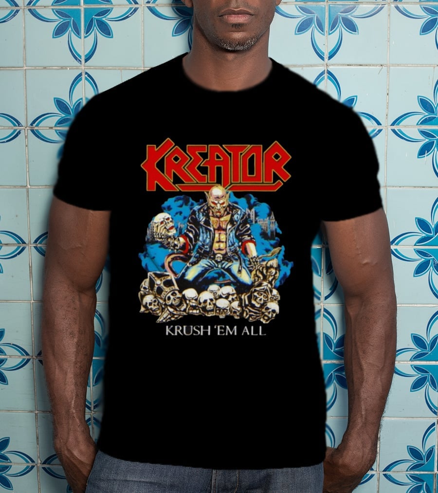 Kreator Krush 'Em All Thrash Metal Skulls And Warrior T-Shirt