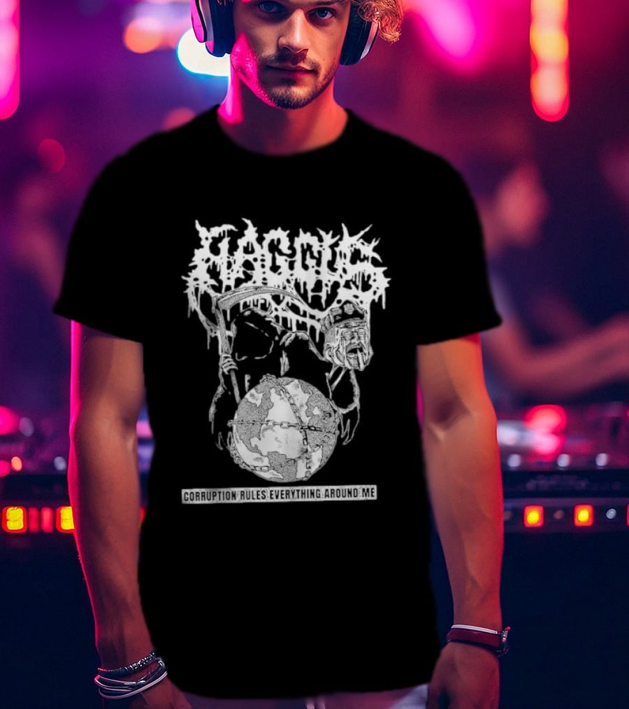 Harcus Grim Reaper Holding Chained Earth Corruption Rules Everything Around Me T-Shirt