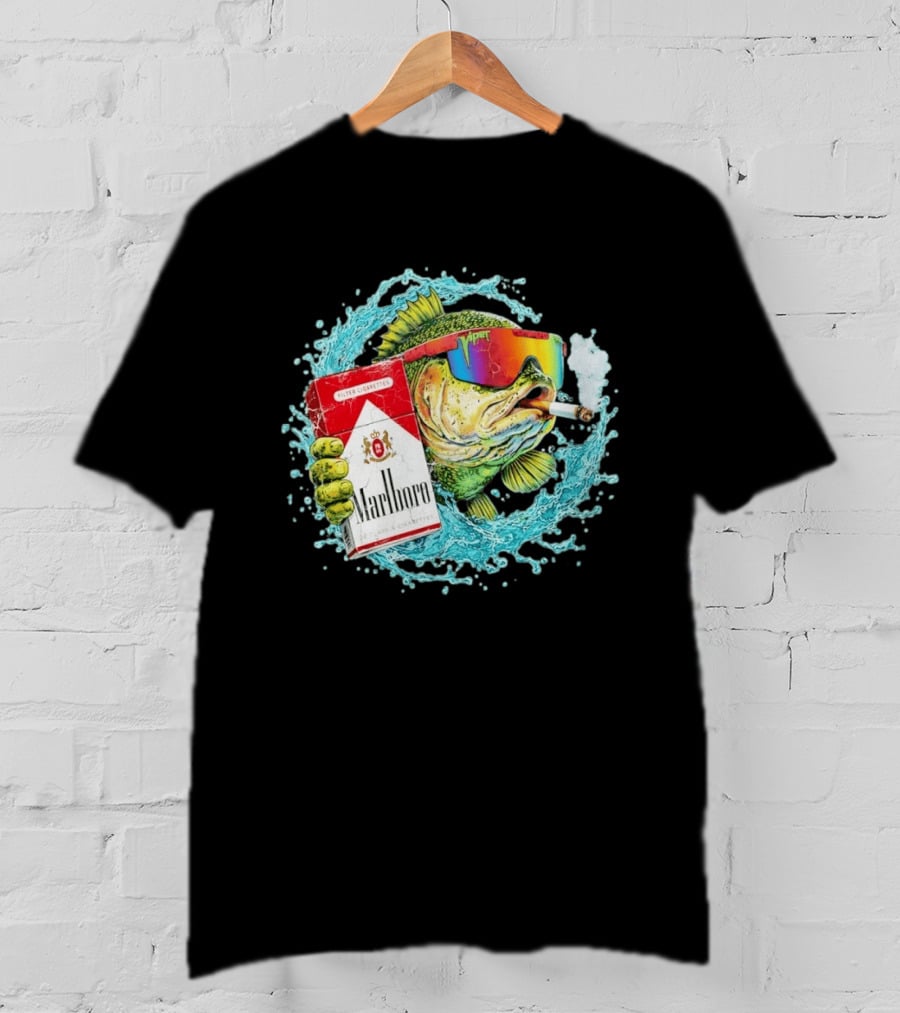 Hell Yeah Marlboro Cigarette Fish Smoking Viper Sunglasses T-Shirt