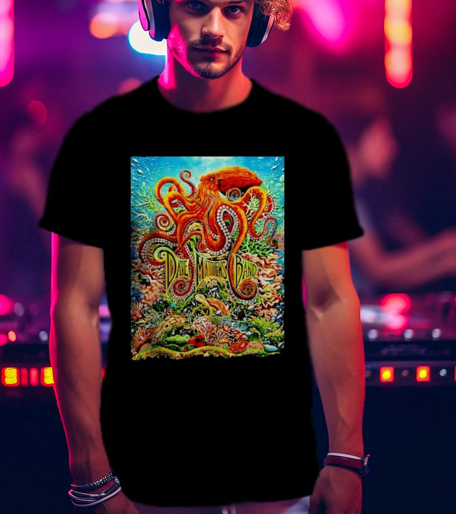 Dave Matthews Band Camden New Freedom Mortgage Pavilion July 11 2026 Colorful Octopus Underwater Scene T-Shirt