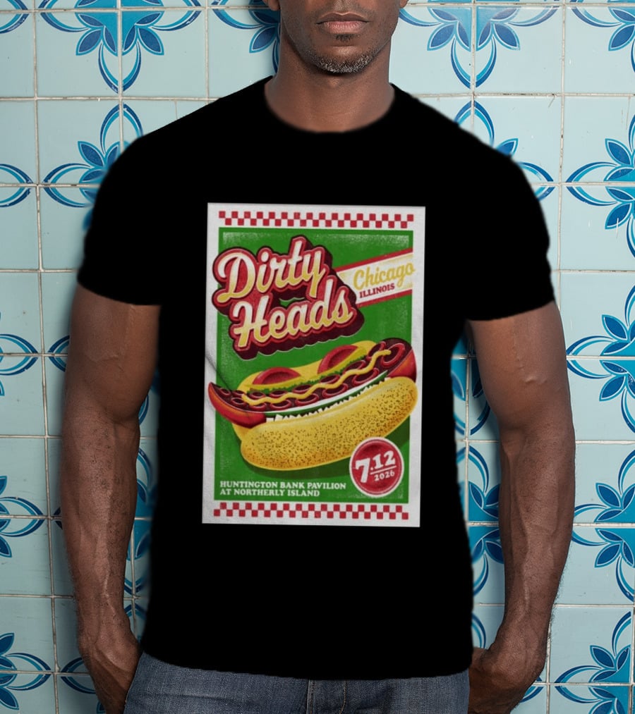 Dirty Heads Huntington Bank Pavilion Chicago Illinois Hot Dog July 12 2026 T-Shirt