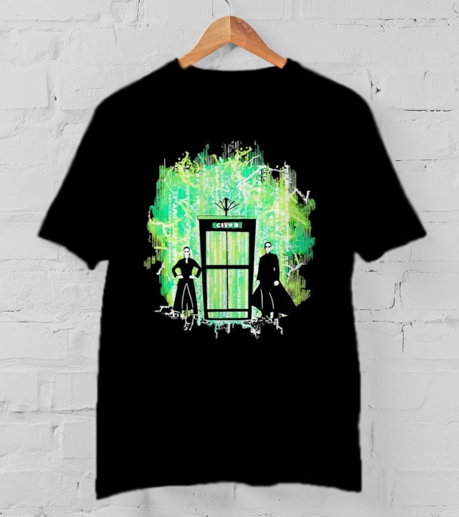 Matrix City Phone Booth Green Code Agents T-Shirt