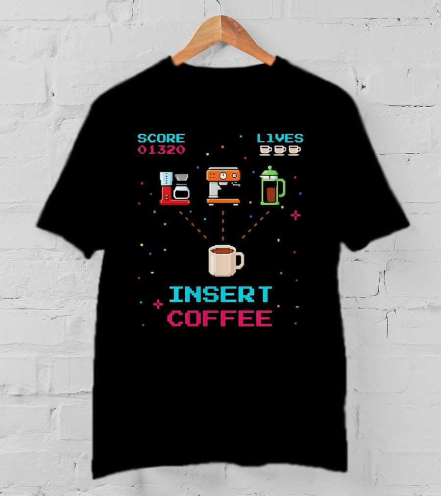 Score 01320 Lives Insert Coffee Retro Arcade T-Shirt