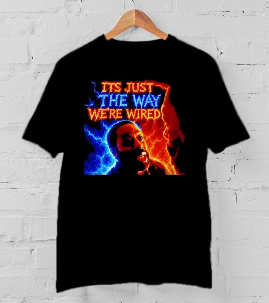 Its Just The Way We're Wired Red And Blue Lightning Face Illusion T-Shirt