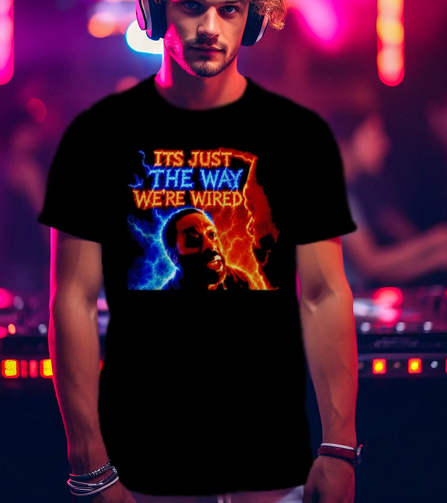 Its Just The Way We're Wired Red And Blue Lightning Face Illusion T-Shirt