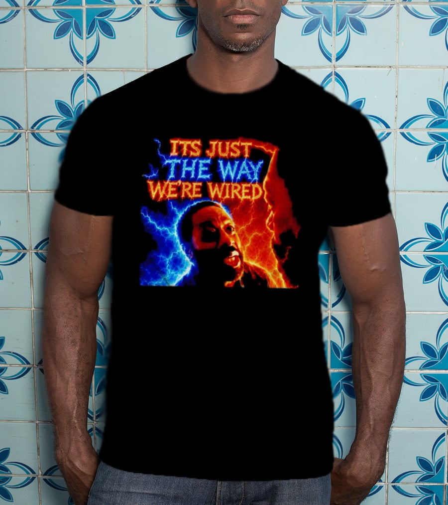Its Just The Way We're Wired Red And Blue Lightning Face Illusion T-Shirt