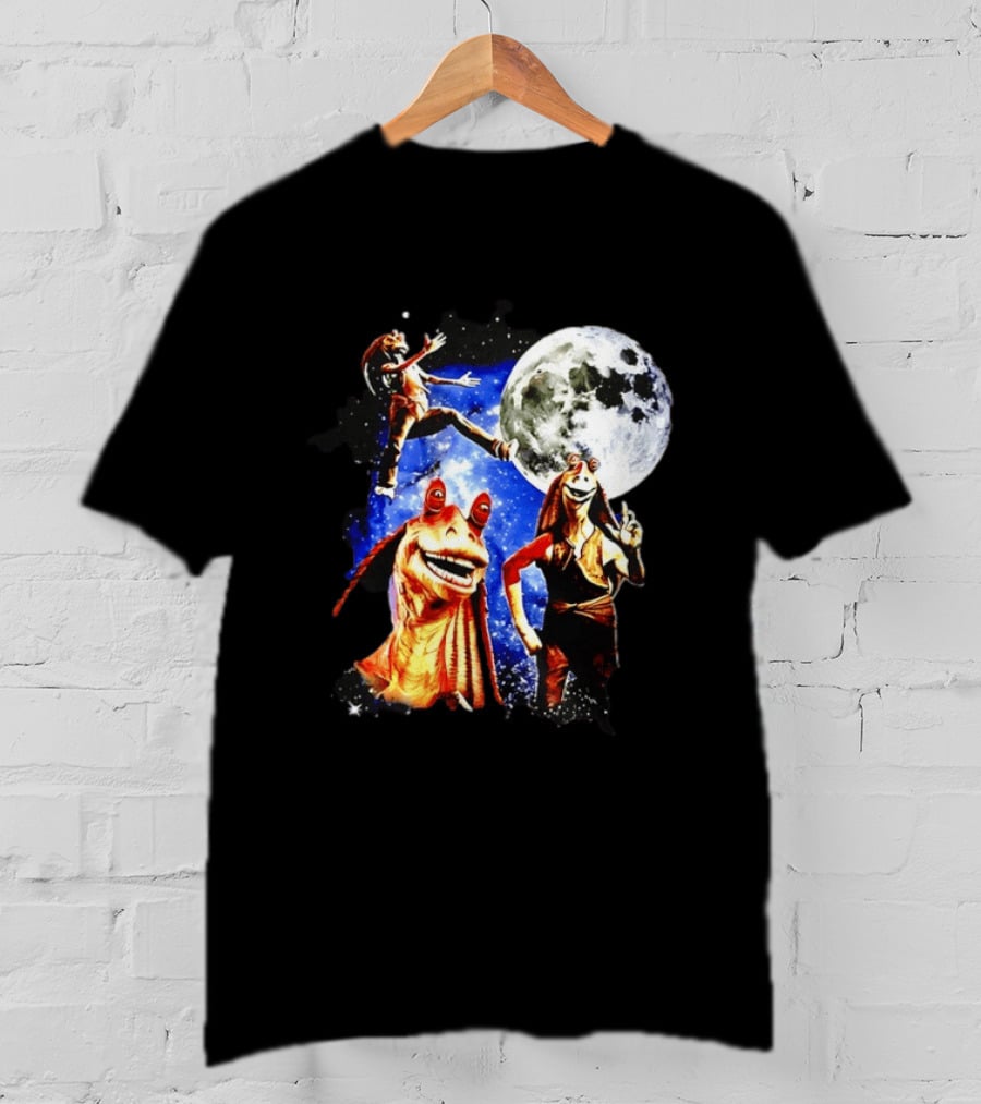 Jar Jar Binks Star Wars Gungan Moon And Space Adventure T-Shirt