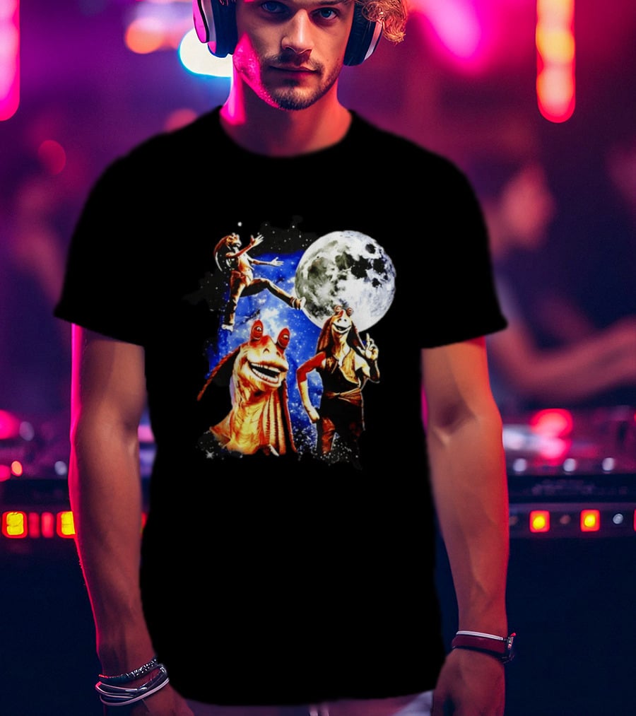 Jar Jar Binks Star Wars Gungan Moon And Space Adventure T-Shirt