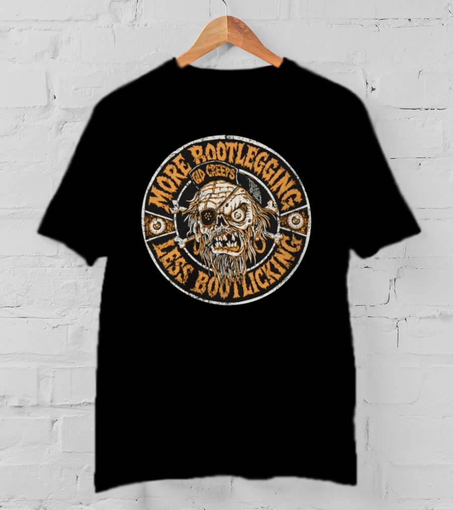 More Boot Less Bootlicking Old Creeps Patch Pirate Skull T-Shirt