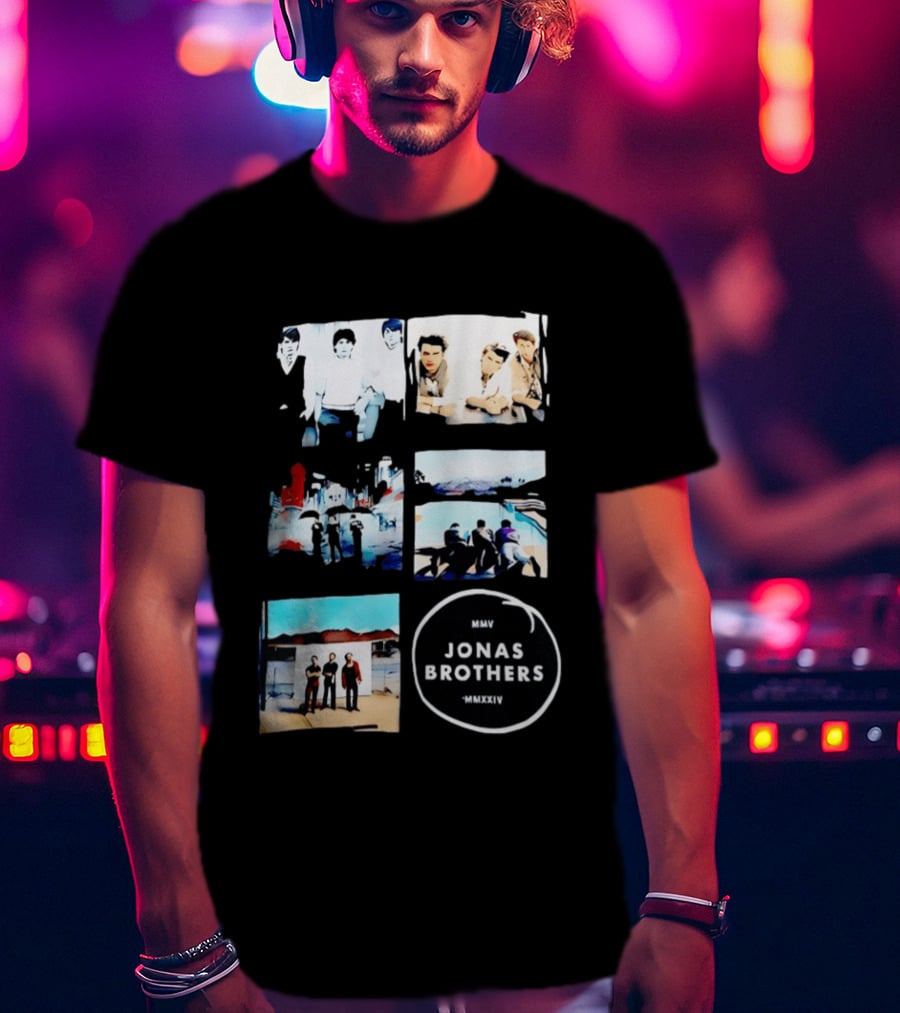 Jonas Brothers Collage MMV MMXXIV Music Band Photos Collection T-Shirt