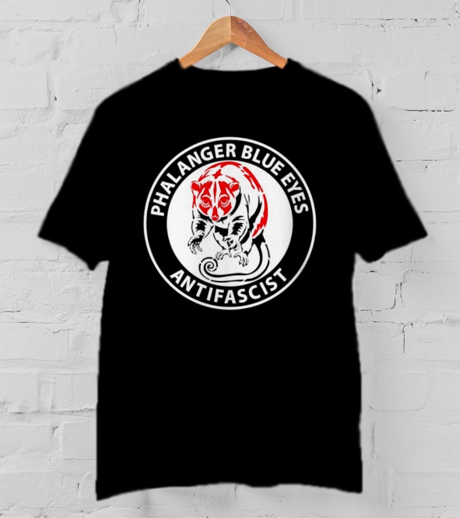 Phalanger Blue Eyes Antifascist Antifa Red White Circle T-Shirt