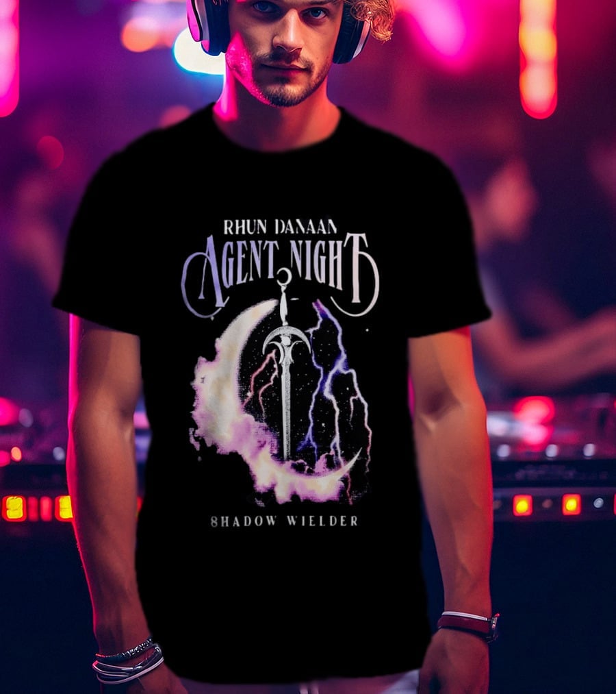 Rhun Danaan Agent Night Shadow Wielder Sword Moon Lightning T-Shirt