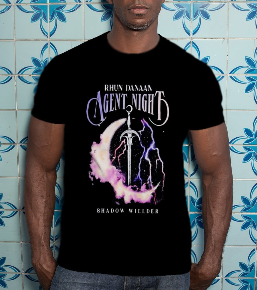 Rhun Danaan Agent Night Shadow Wielder Sword Moon Lightning T-Shirt