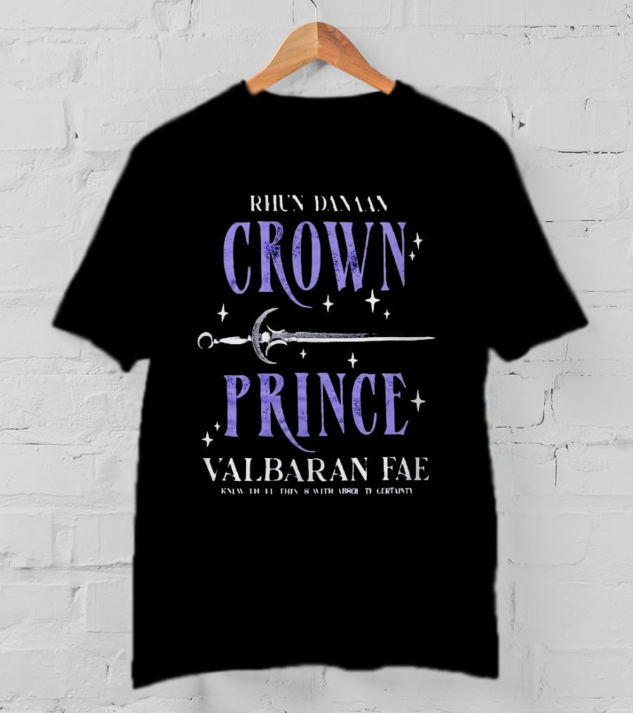 Rhun Danaan Crown Prince Valbaran Fae Sword Stars T-Shirt