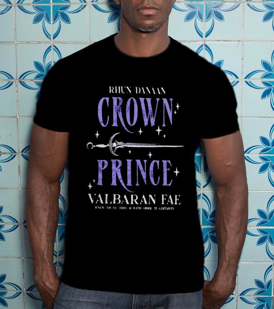 Rhun Danaan Crown Prince Valbaran Fae Sword Stars T-Shirt
