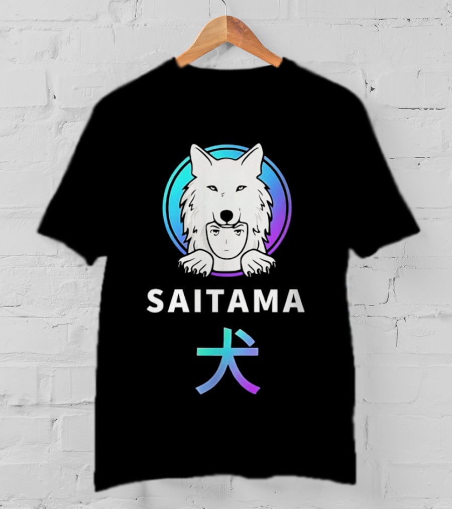 Saitama Wolf Inu Anime Manga Kanji T-Shirt
