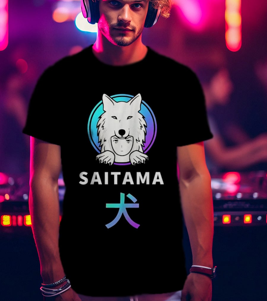 Saitama Wolf Inu Anime Manga Kanji T-Shirt